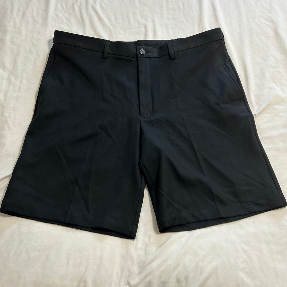 Haggar Cool 18 Pro Golf Shorts Mens 38 Black Performance Moisture Wicking